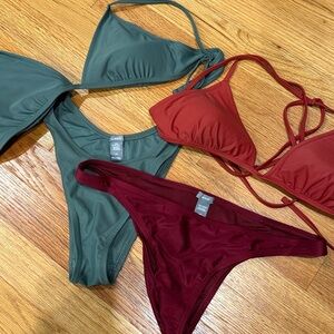 Aerie Forest Green and Burgundy Bikini Set